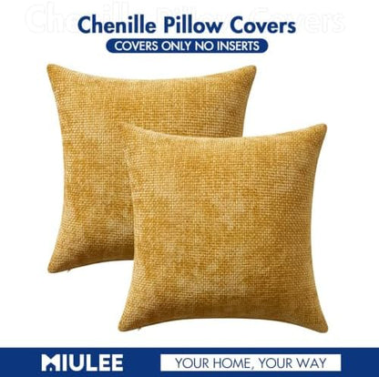 MIULEE Decorative Gold Euro Sham Throw Pillow Covers 26x26 Inch 2 Pack