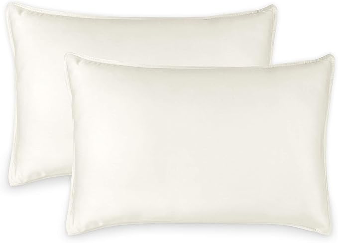 Queen Pillowcases by Pure Bamboo, Genuine 100% Organic Viscose Derived from Bamboo, Luxuriously Soft & Cooling, Double Stitching, Envelope Closure (2 Queen Pillowcases, Ivory)