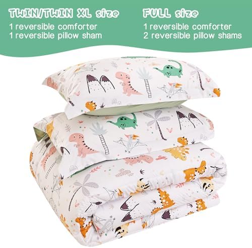 Yibeizi Dinosaur Kids Comforter Set Twin Bedding for Toddler Boys