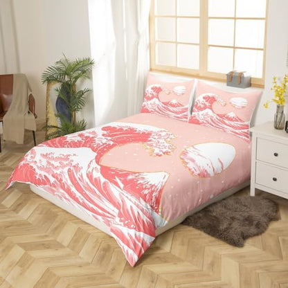 Feelyou Japanese Wave Duvet Cover King Size Boys Girls Teens