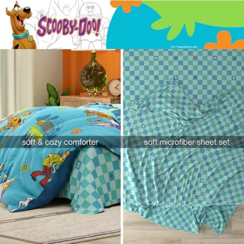 Franco Scooby Doo Scoobtober Bedding 7 Piece Super Soft Reversible Comforter and Sheet Set with Sham, Queen, (Officially Licensed Product)