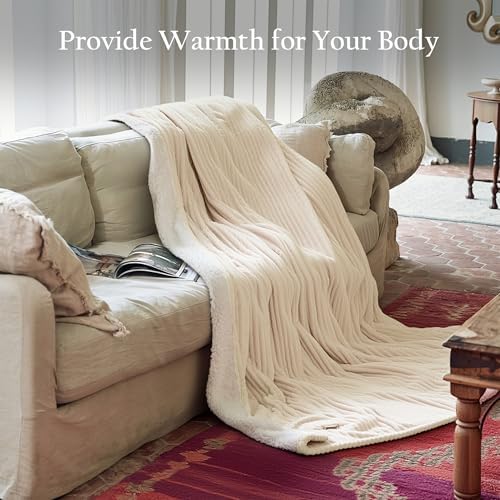 Texciting Heated Blanket Twin Size,Electric Blanket,ETL Certified,Beige