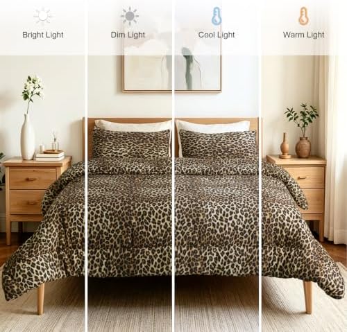 Full Comforter Set, Soft Brown Leopard Cheetah Bedding, 3 Pieces