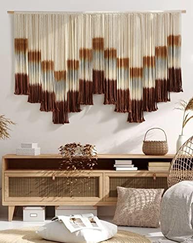 Macrame Wall Hanging Large Tie-Dye Geometric Fiber Wall Art Decor 57"W*35"L