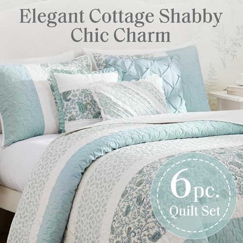 Madison Park Shabby Chic Cotton Quilt Set, 6PC Full/Queen Coverlet