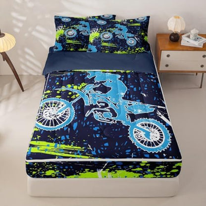 Feelyou Race Car Speed Racing Comforter Set Full Size Kids Boys Girls