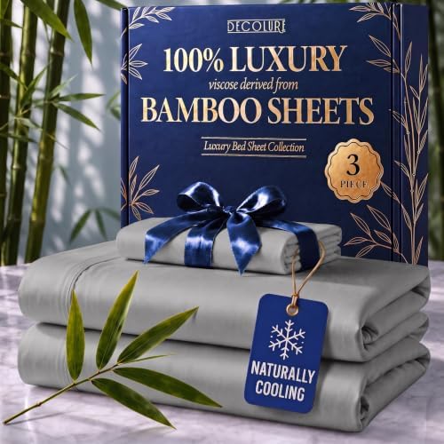 DECOLURE 100% Viscose Derived from Bamboo Sheets Twin Size | 3 Pc Bed Set