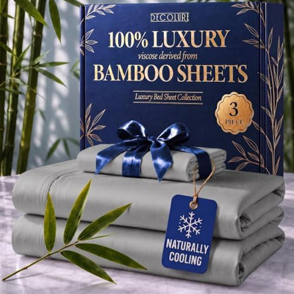 DECOLURE 100% Viscose Derived from Bamboo Sheets Twin Size | 3 Pc Bed Set