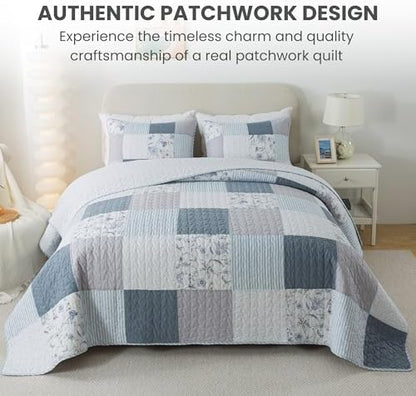 SLPR - Coastal Dream Cotton Quilt Set, Patchwork Bedding, Queen and 2 Shams