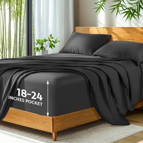 SONORO KATE 100% Viscose Derived from Bamboo_Sheets, Extra Deep Pocket,4PC