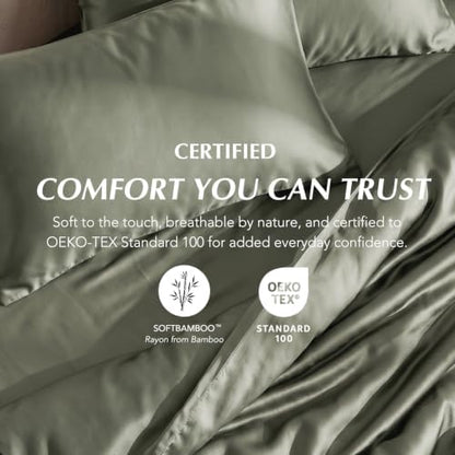 EverGrace 100% Rayon from Bamboo Duvet Cover Set, Queen Size, Dried Thyme