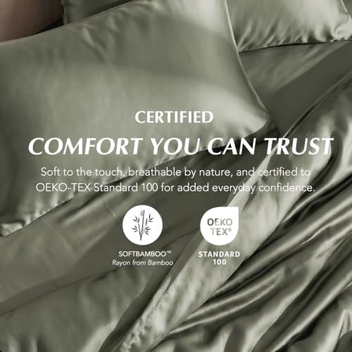 EverGrace 100% Rayon from Bamboo Duvet Cover Set, King Size, Dried Thyme