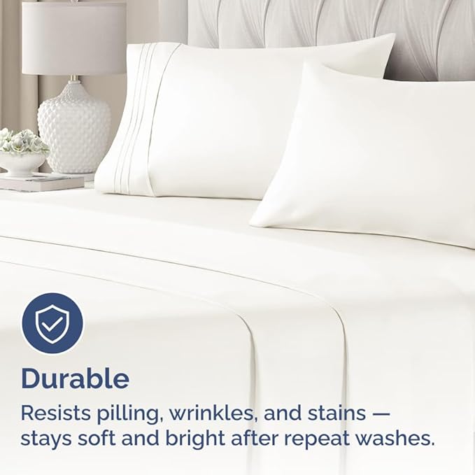 King Standard Pillow Cases Set of 4 - Soft Hotel Quality Pillowcase Covers - Comfy Bedding for Women, Men, Kids & Teens - Machine Washable Pillow Protectors - 4 Piece Set - King Standard Antique White