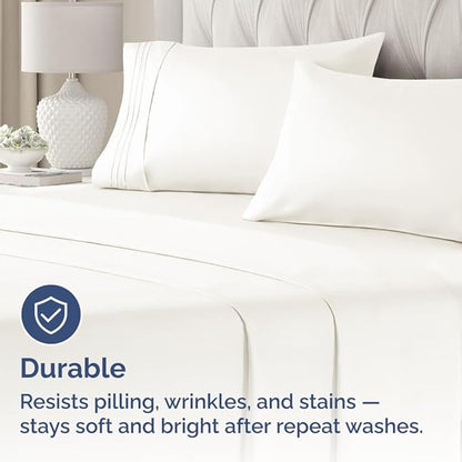 King Standard Pillow Cases Set of 4 - Soft Hotel Quality Pillowcase Covers - Comfy Bedding for Women, Men, Kids & Teens - Machine Washable Pillow Protectors - 4 Piece Set - King Standard Antique White