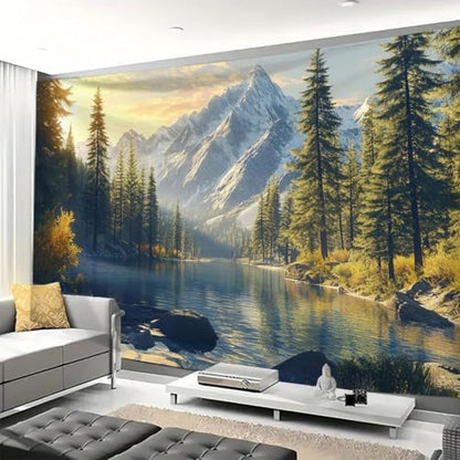 FENDROM Tranquility Lake Snow Mountain Scenery Tapestry Wall Hanging, Nature Forest Plant Trees Pictures Art Wall Tapestries Blanket for Bedroom Living Room Dorm Decor