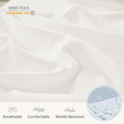 YIYEA Pillow Cases Standard Size Set of 4, Ultra Soft 1800TC Hotel Quality Double Brushed Microfiber Embroidered Pillowcases, Envelope Closure, Fade Resistant (20"x26", Ivory)