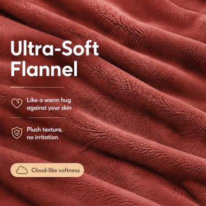 Electric Heated Blanket 72"x84" Full Size, Brick Red
