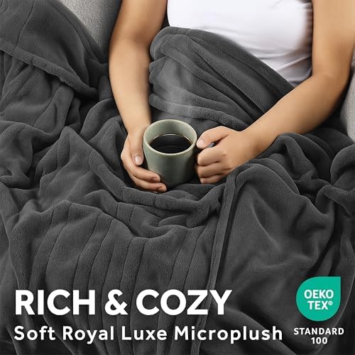 Sunbeam Electric Heated Blanket Royal Luxe Microplush Dark Gray Queen 90x84