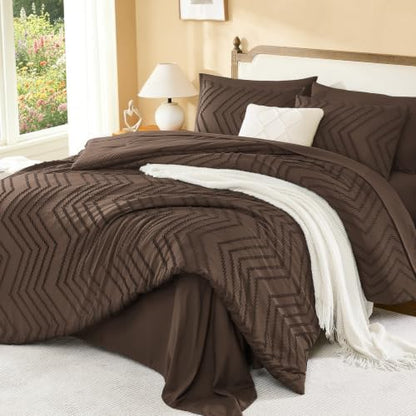 Litanika Brown Oversized King Comforter with Sheets, 7 Pieces Boho Bed Set