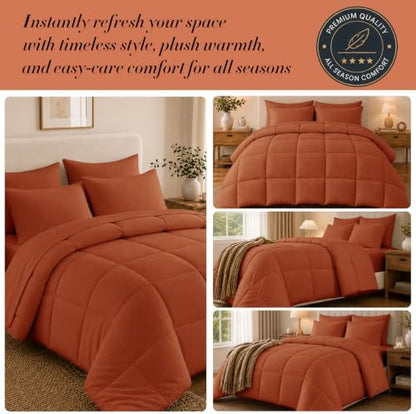 Anluoer Queen Comforter Set 7 Piece, Soft Bed in a Bag Queen Bedding Sets