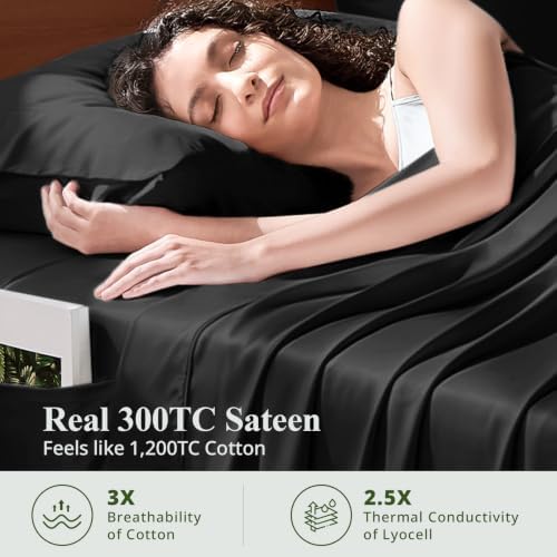 Bamboo Viscose Sheet Set Queen Size, Cooling Sheets Bed Set 4pcs