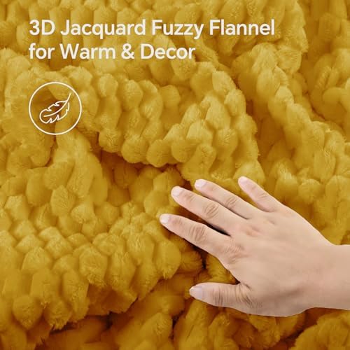 BEDELITE Fluffy King Size Comforter Set, Yellow Fleece Bed Set 3 Pieces