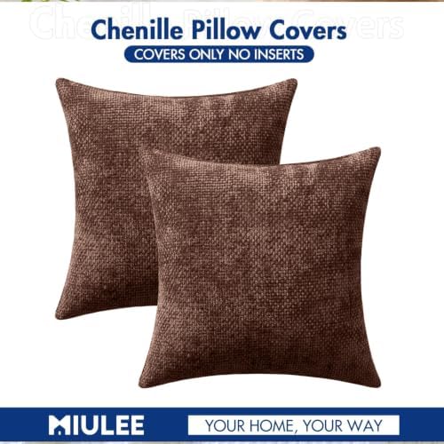 MIULEE Decorative Couch Throw Pillow Covers 20x20 in Red Brown 2 Pack
