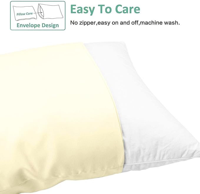 NTBAY Body Pillowcase - Brushed Microfiber 20x54 Pillowcase - Soft, Wrinkle-Free, Fade-Resistant, Stain-Resistant, Ivory Body Pillow Cover with Envelope Closure - 20x54 Inches, Ivory