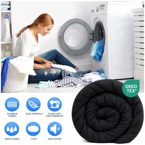 EASELAND Twin XL Down Alternative Comforter, Black, 68x92 Inches