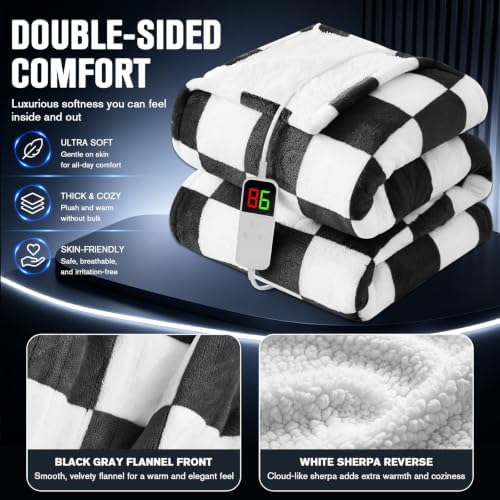 Black Electric Blanket Heated Twin 62"X84", Heating Blanket Twin