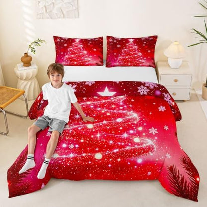 Feelyou Christmas Tree Comforter Set Queen for Children Kids Boys Girls
