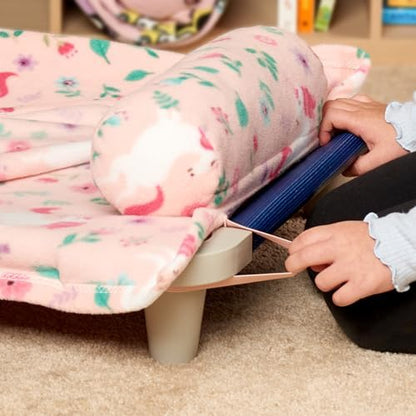 ROLLEE POLLEE Nap Sac Roll Up Napping Blanket with Attached Pillow for Preschool/Daycare, Super Soft with Elastic Straps, Fits Most Mats and Cots