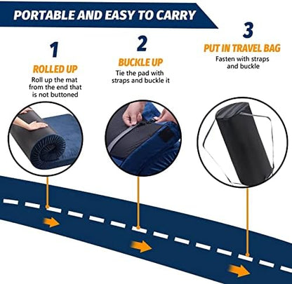 CYMULA Memory Foam Camping Mattress Pad, Sleeping Mat, Portable Roll Up Mattress for Adults, Camping Bed Pads for Sleepover, Car Bed with Travel Bag