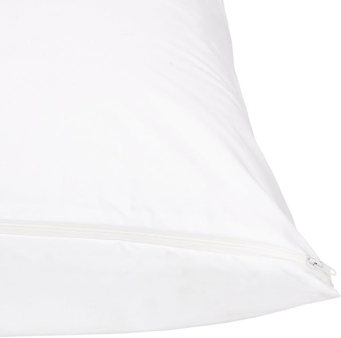 Amazon Basics King Pillow Pillowcases with Zipper, 100% Cotton Hypoallergenic, Pillow Protector, White (37 x 21 Inches), Pillows Not Included