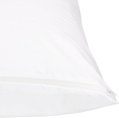 Amazon Basics King Pillow Pillowcases with Zipper, 100% Cotton Hypoallergenic, Pillow Protector, White (37 x 21 Inches), Pillows Not Included