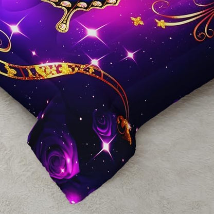 QOOMO Neon Butterfly Kids Comforter Set Queen Size