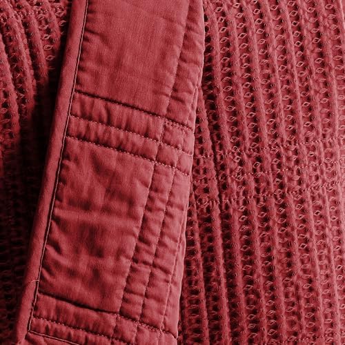 Levtex Home - Cloud Waffle - Throw - Waffle Textured - Red - Throw (50x60in.) - Cotton