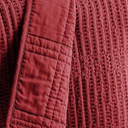 Levtex Home - Cloud Waffle Quilt Set - King Quilt and Two King Shams - Waffle Textured - Red - Quilt (106x92in.) and Shams (20x36in.) - Reversible - Cotton