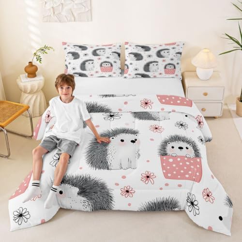 Feelyou Hedgehog Bedding Set Queen Size Bedding Set for Girls Teens