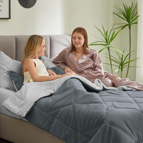 Joiedomi King Size Comforter Set with Sheets Dark Grey, 7 Pieces King Bedding Set with 1 Down Alternative Comforter, 1 Flat Sheet, 1 Fitted Sheet, 2 Pillowcases and 2 Pillow Shams, Bed in a Bag