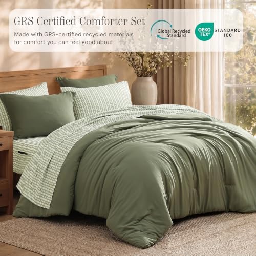 Oversized Queen Comforter Set-7 Pieces Soft Recycled Bed in a Bag