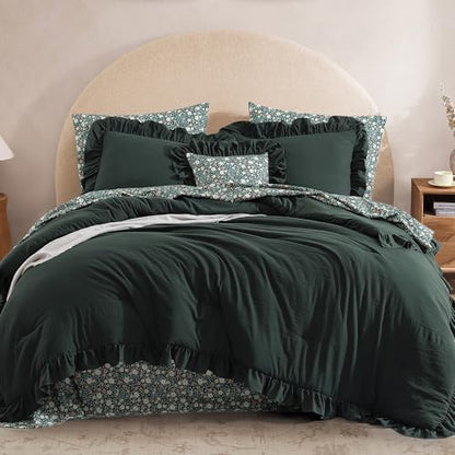 BLOOMHAVEN Oversized Queen Comforter Set-7 Pieces Ruffle Bedding