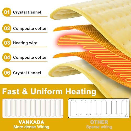 Heating Pad Electric Heat Pad, Hot Heated Pad,Multiple Temp and Timer Settings,Suitable for Shoulders, Neck, arms, Abdomen, Back, Legs, etc. (Cream Color, 24"X12")