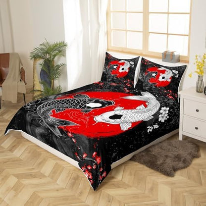 Feelyou Koi Fish Duvet Cover Queen Size Boys Girls Teens