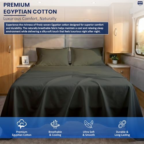 4 Piece Full XL Dorm Bedding Set for College, Egyptian Cotton, Dark Grey