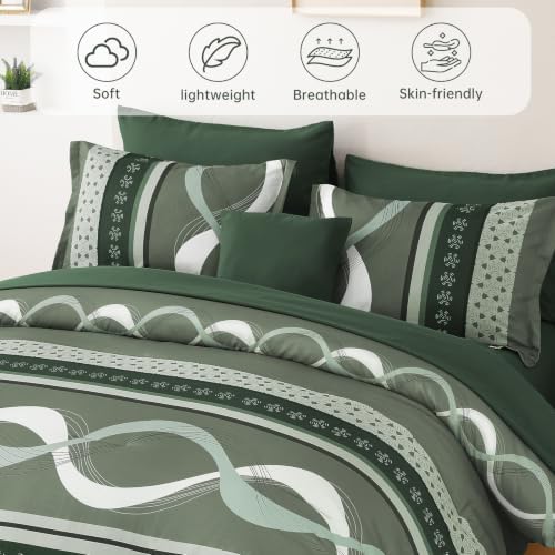 Anibedding Striped Comforter Set King Size,8 Pieces Patchwork Bed in a Bag