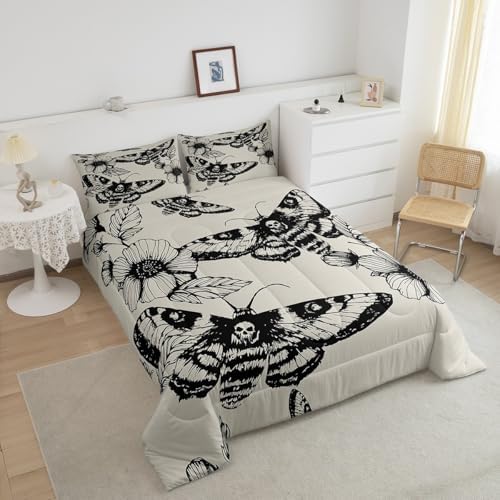 Feelyou Gothic Skull Bedding Set King Size for Kids Teens Adults