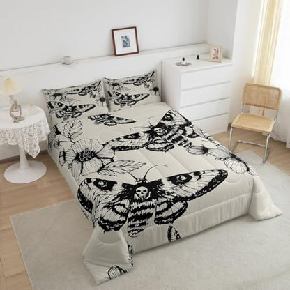 Feelyou Gothic Skull Bedding Set King Size for Kids Teens Adults