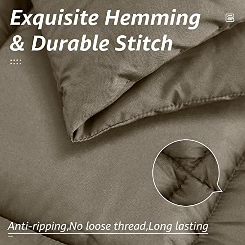 HYLEORY All Season California King Size Bed Comforter - Cooling Down Alternative Quilted Duvet Insert with Corner Tabs - Winter Warm - Machine Washable - Taupe,Cal King(96*104)