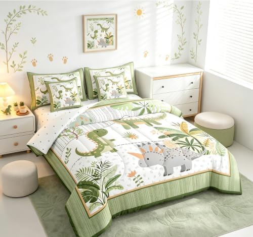 Feelyou Cute Dinosaur 7 Piece Bedding Set King Size for Kids Teens